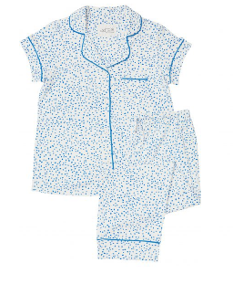 Capri Pjs in Blue Dot Pima Cotton Knit