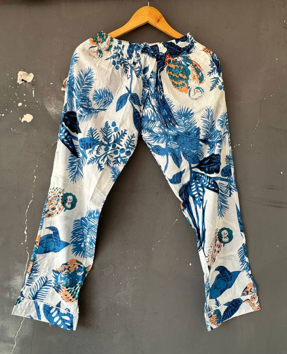 Cotton Pajama Set Beautiful Hand Block Printed Summer PJ Set: M