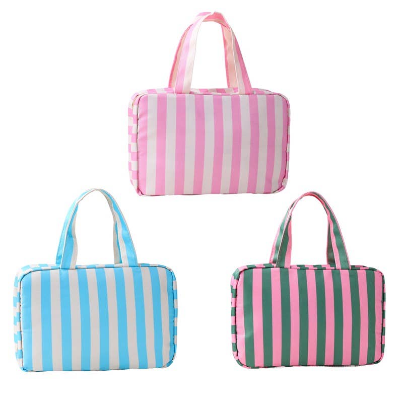 Striped Hanging Toiletry & Makeup Organizer Bag | 40P599: PINK IVORY