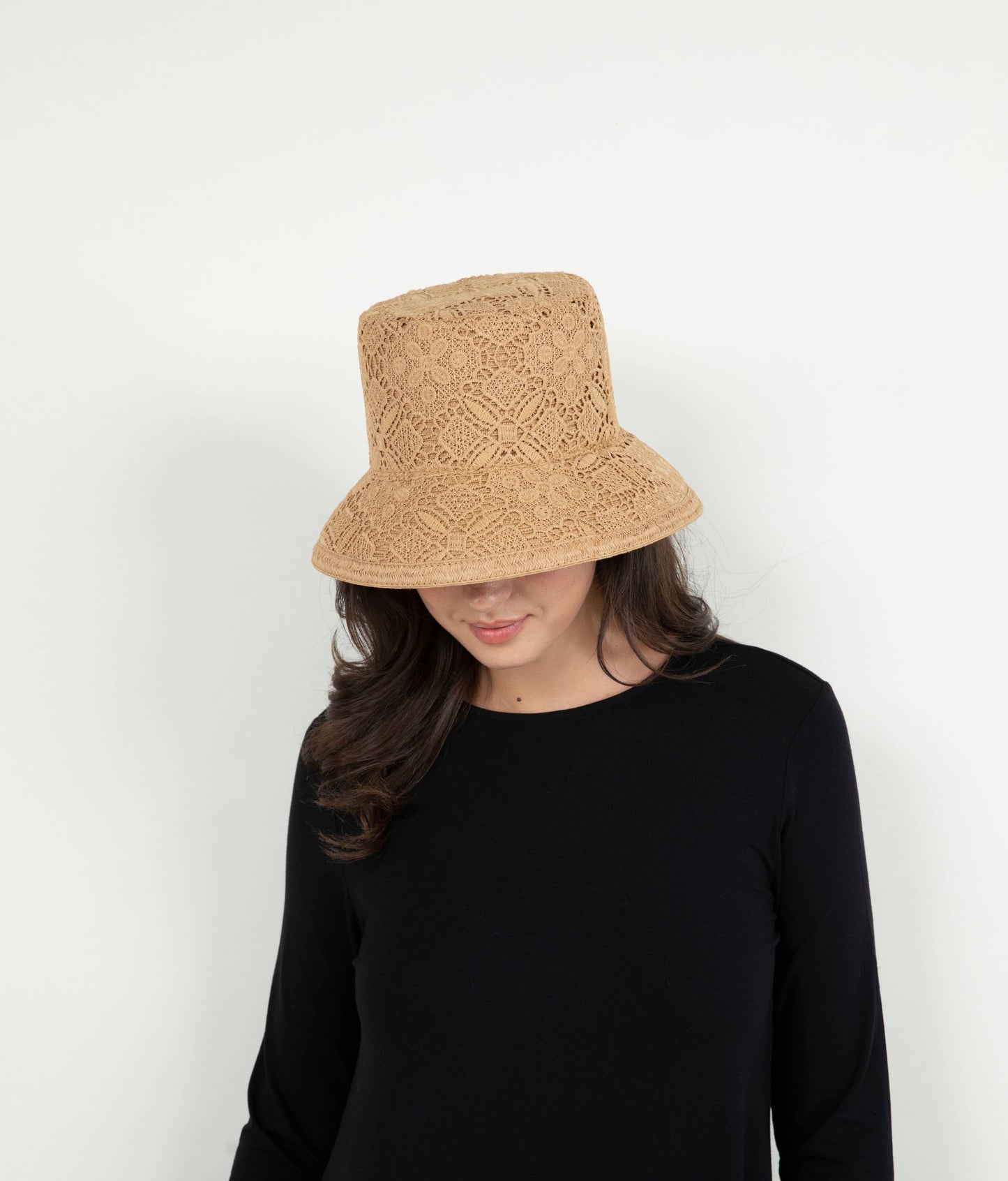 Lace Overlay Bucket Paper Braid 8198 Hat Spring