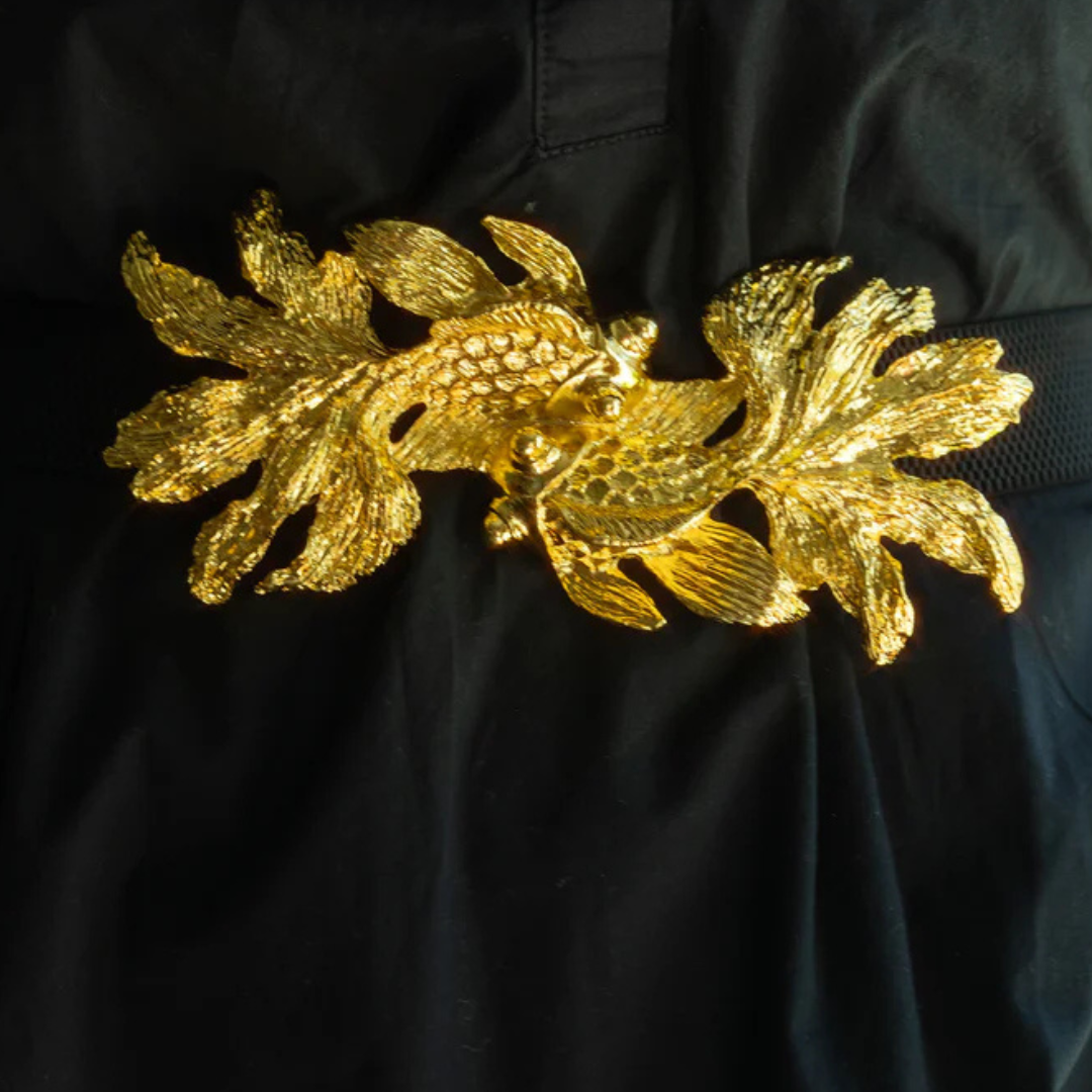 Koi Fish Interchangeable Belt Buckle w/ Gold Finish