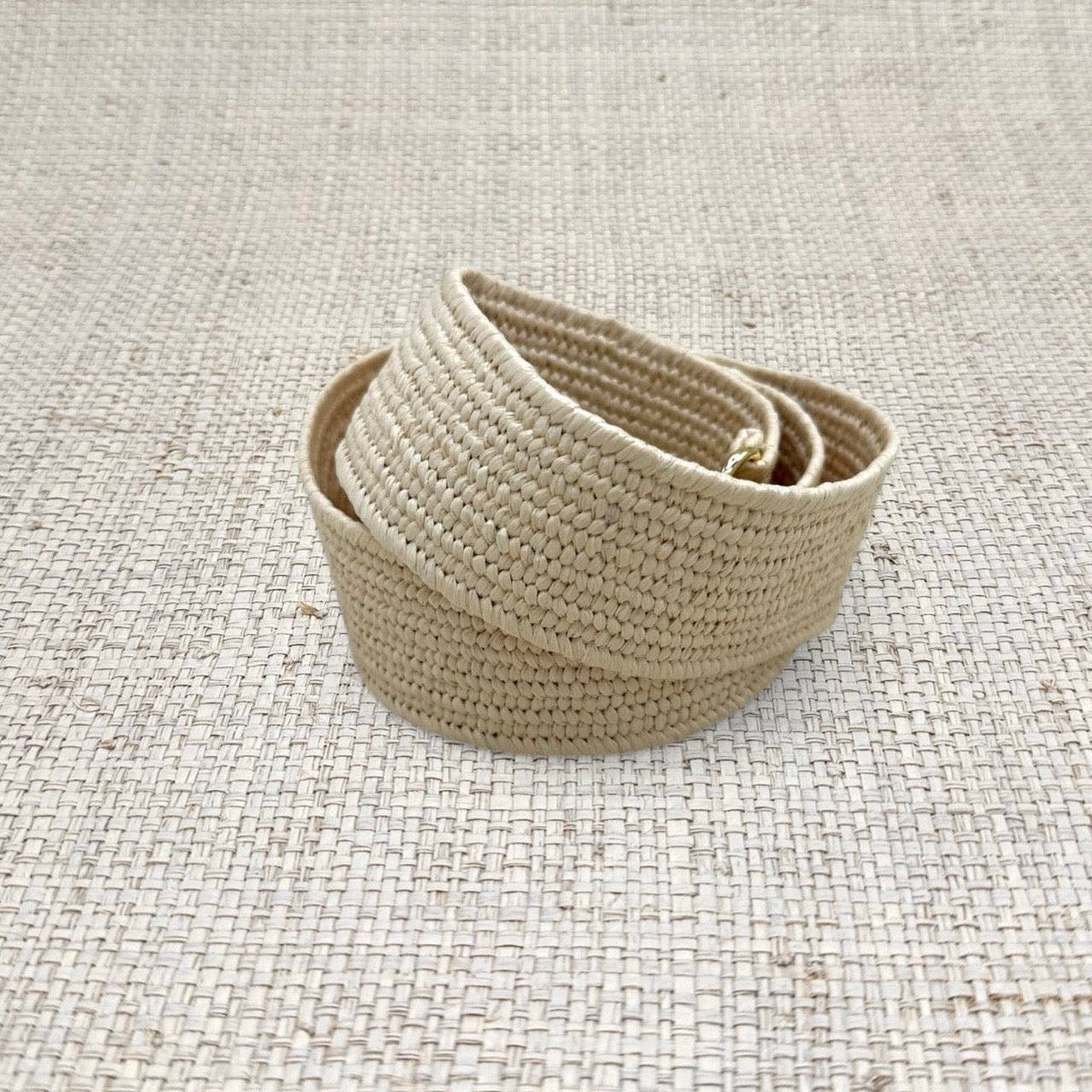Light Raffia Interchangeable Stretch Belt Band: Light Raffia / S