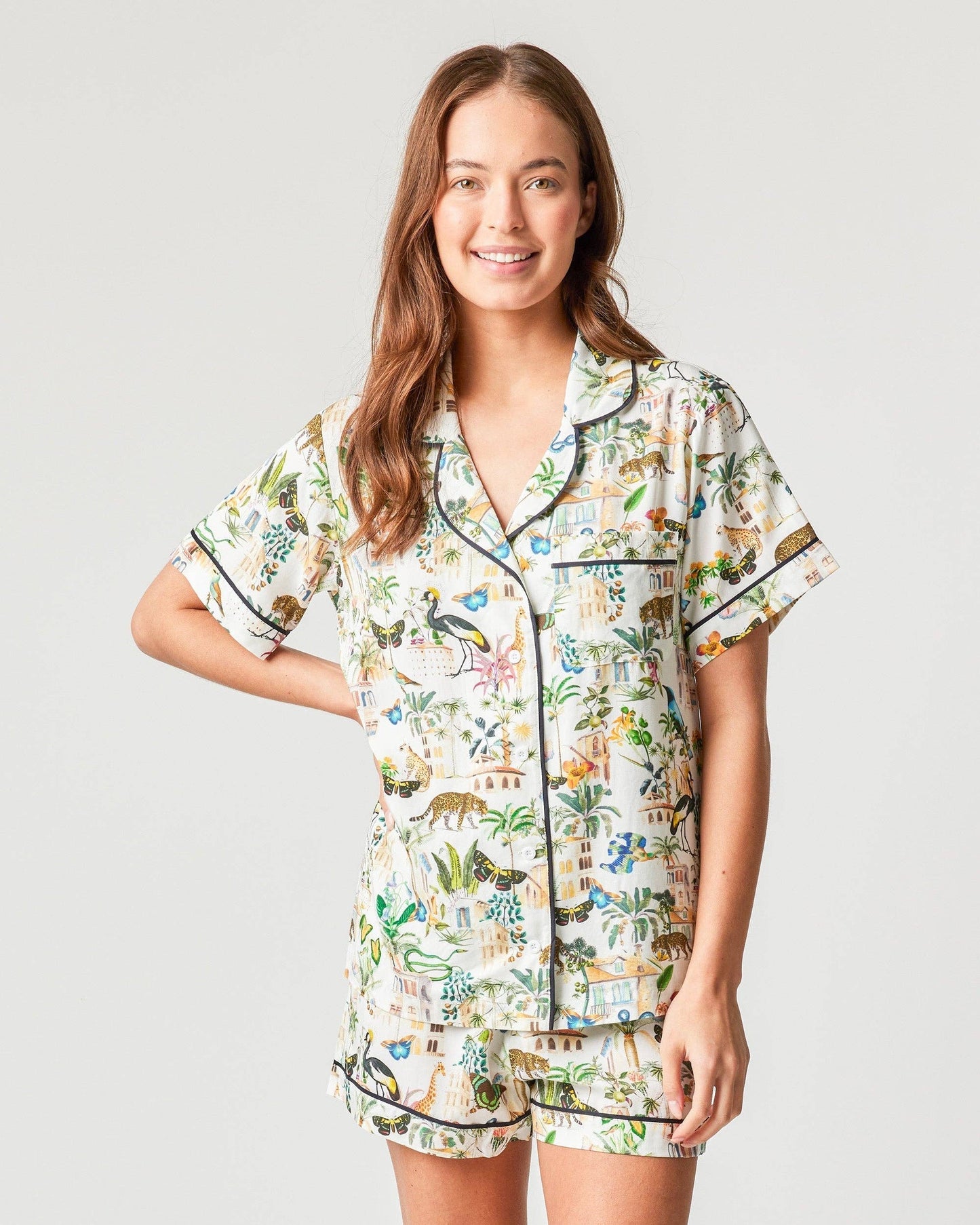 Animal Kingdom Pajama Shorts Set: Multi / L