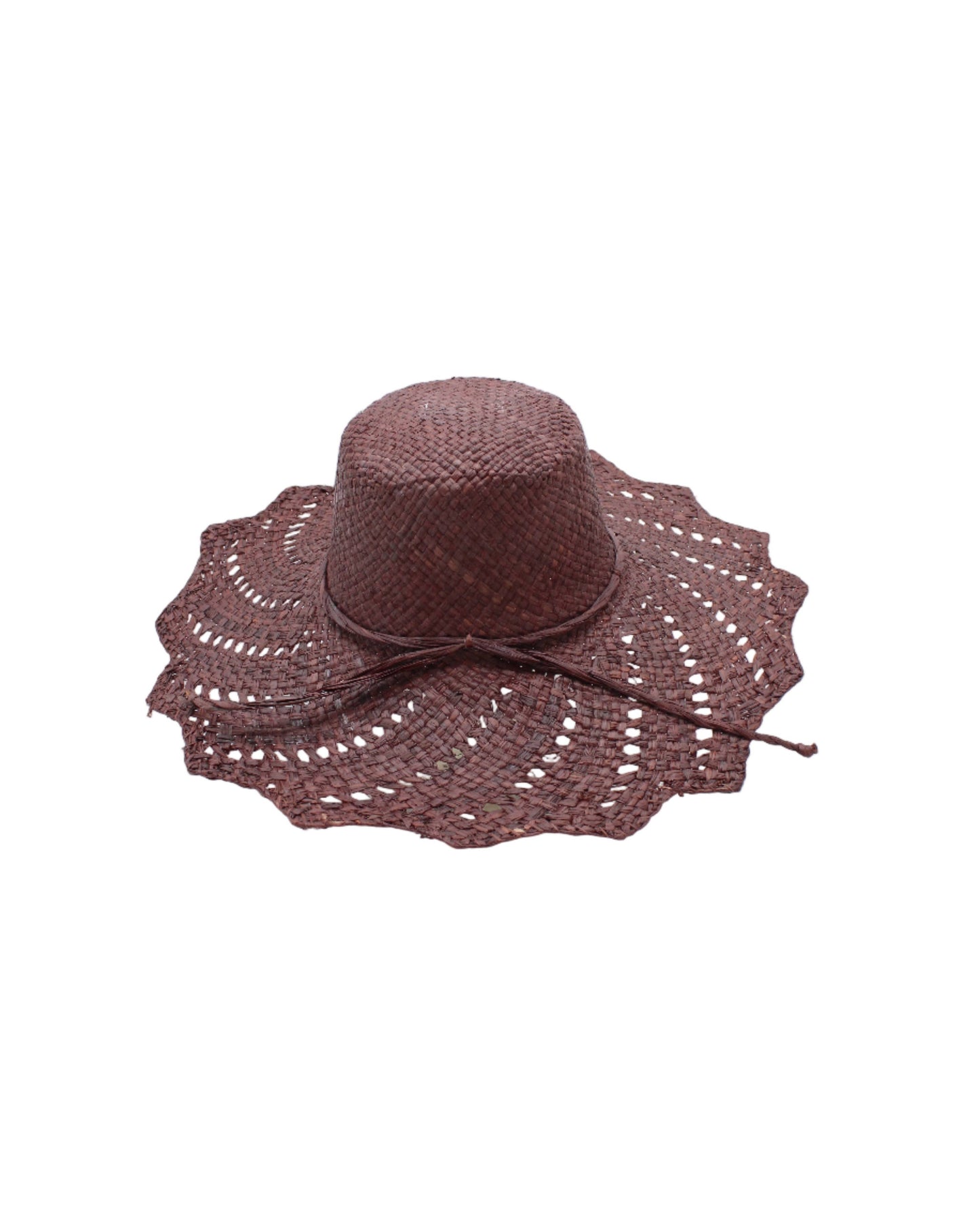 Sara 4.5" Brim Woven Raffia Straw Sun Hats with Zigzag Edge: Fuchsia