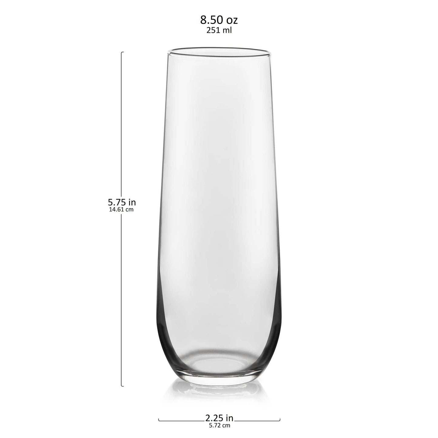 Stemless Champagne Flute Glasses, 8.5oz, Set of 12