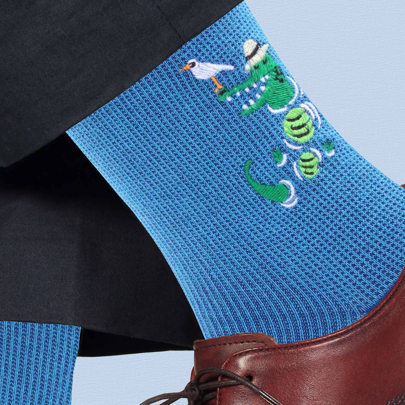 Men’s Alligator Themed Pima Cotton Socks - “See Ya Later”