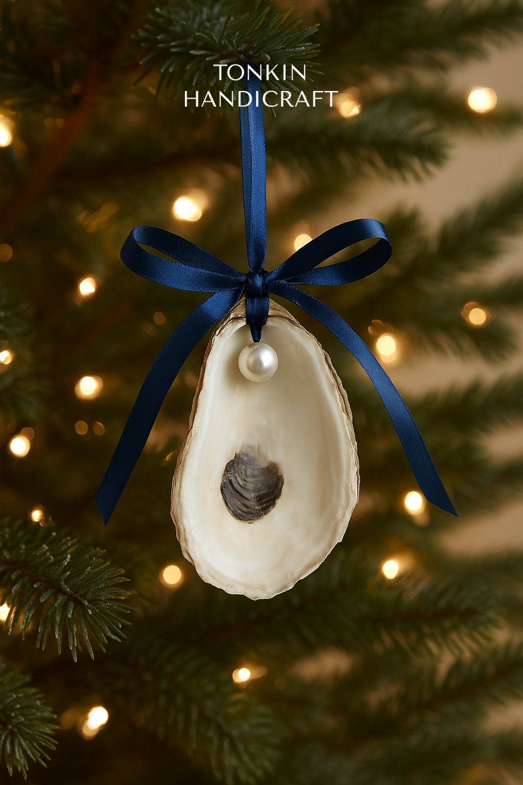 Oyster Shell Christmas Ornament 2: With pearl