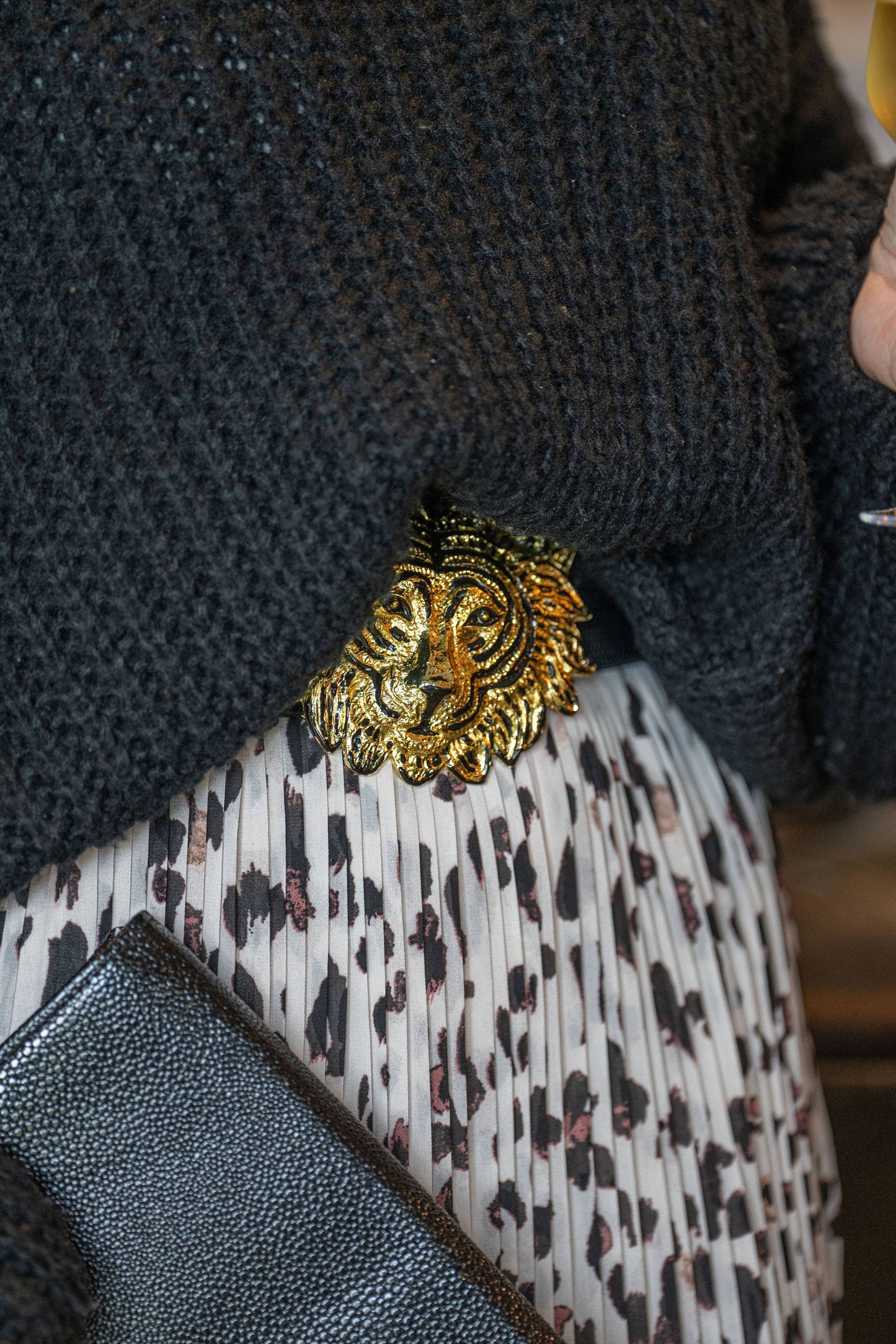 "Liger" Interchangeable Artisan Belt Buckle w/ Gold Finish