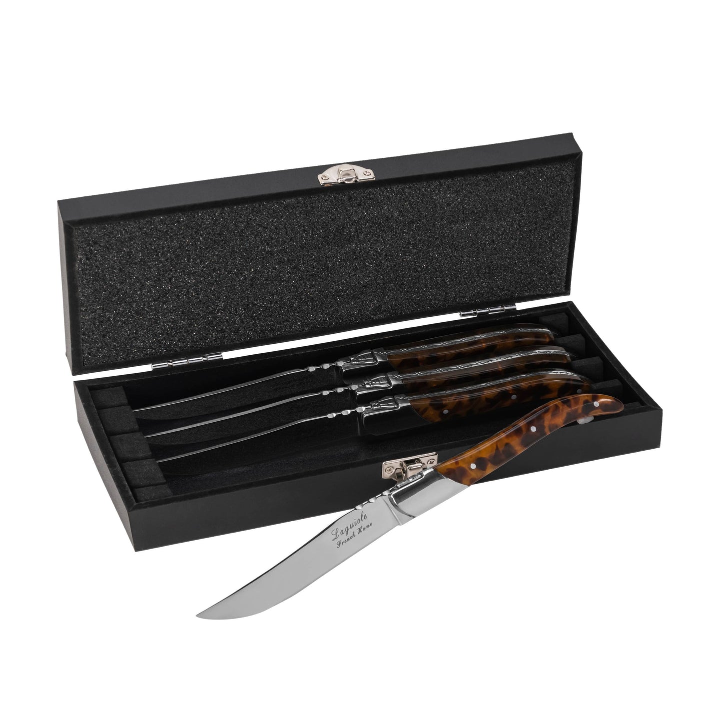 Tortoise Shell 4-Piece Laguiole Connoisseur Steak Knife Set