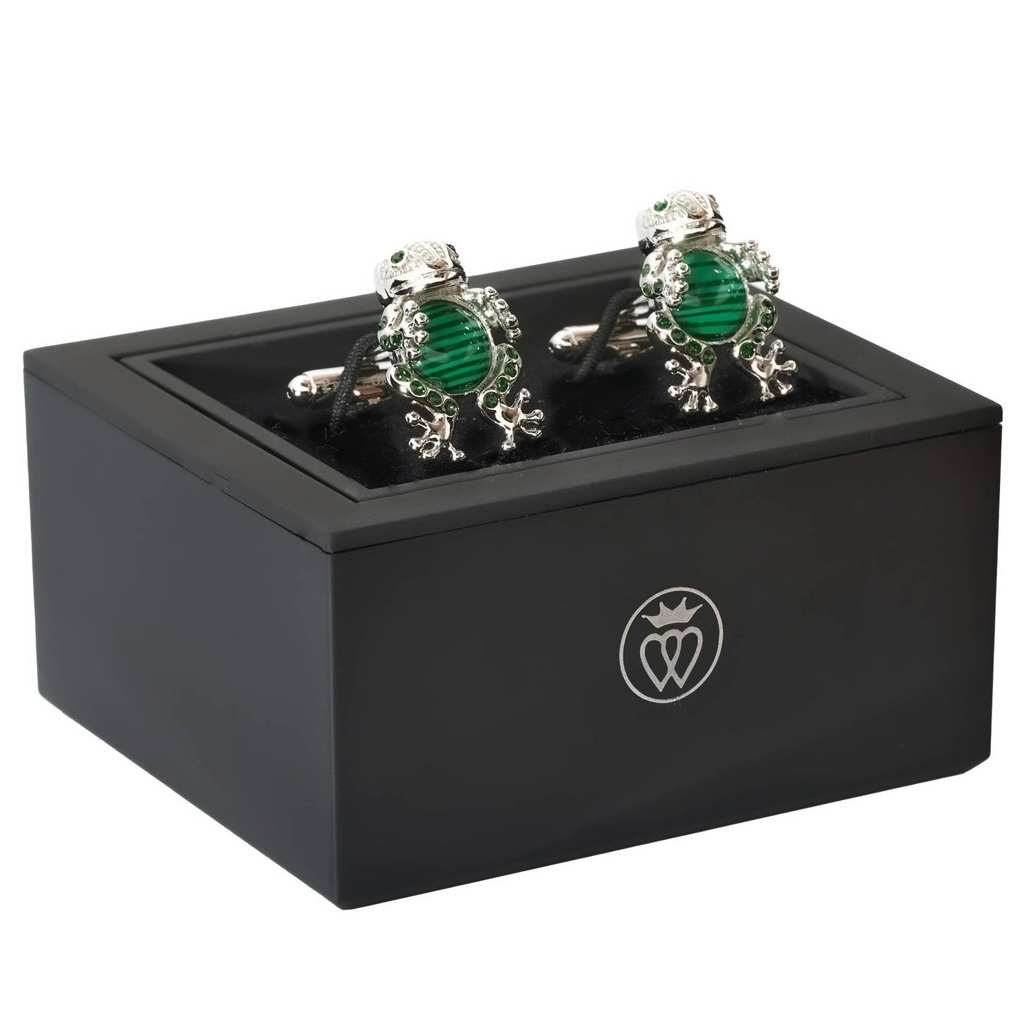 Emerald Frog Prince Crystal Cufflinks