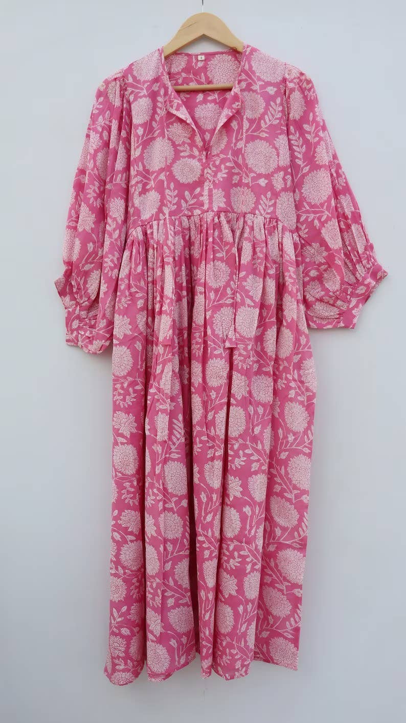 Floral Print Midi Dress Mini Dress Long Deep Neck Women Soft: Mini 87 cm / S