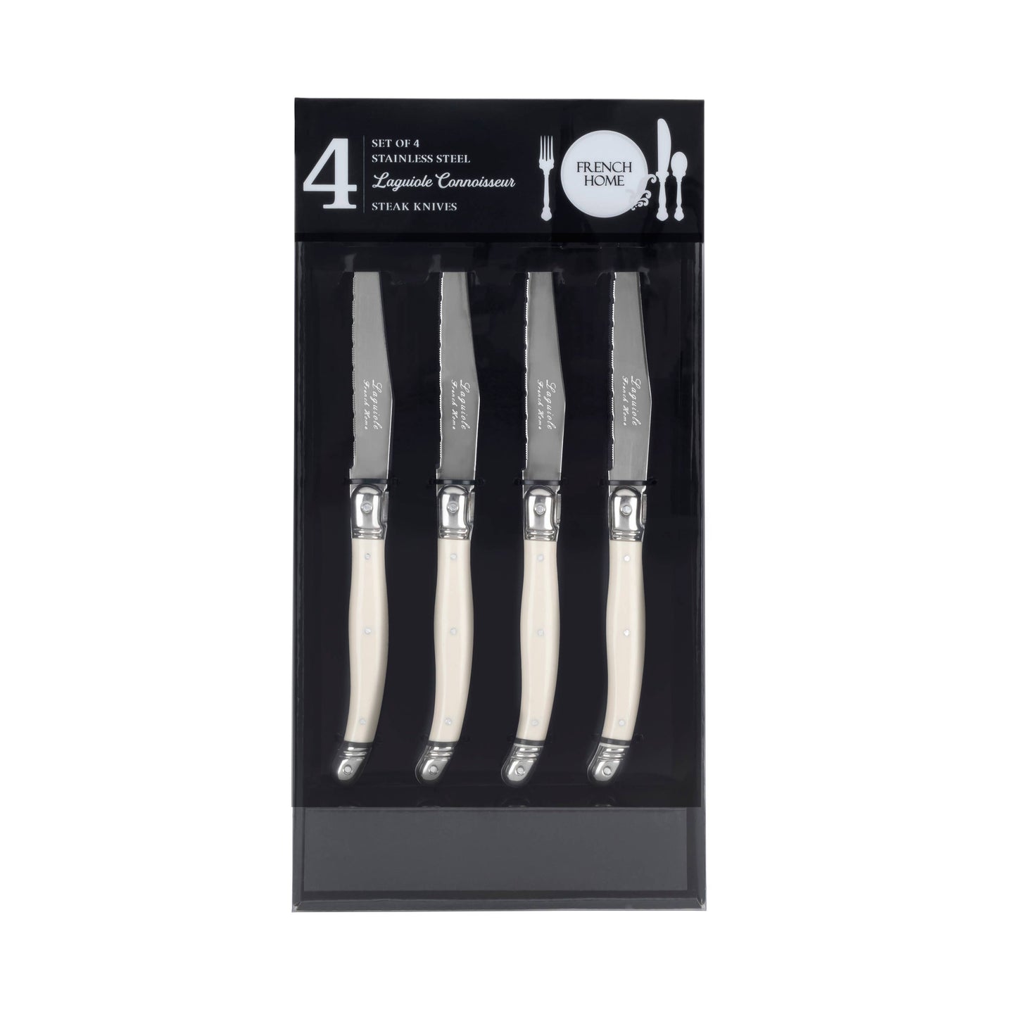 Laguiole Connoisseur 4-Piece Tortoise Steak Knife Set