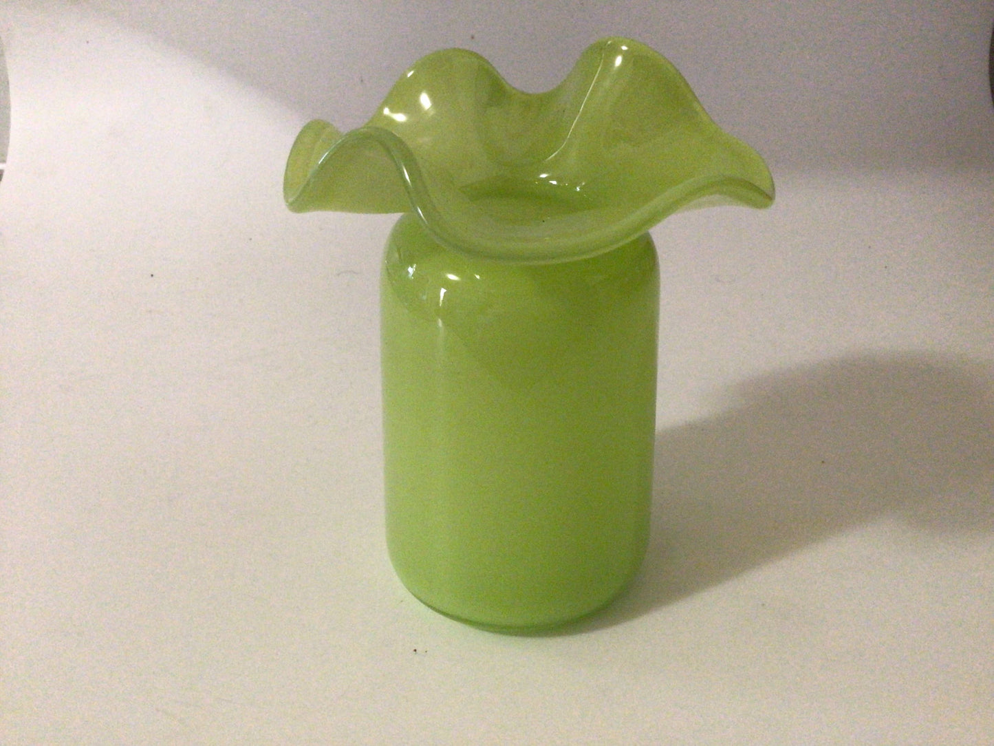 Ruffle Bud vase: Light Blue / Blown Glass / 5”x4”