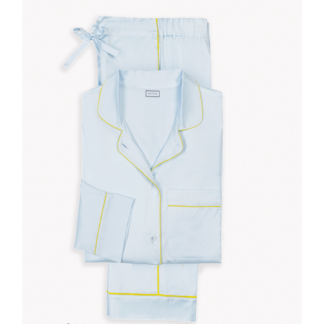 Nocturne Violet with Grass Piping Pajama Set