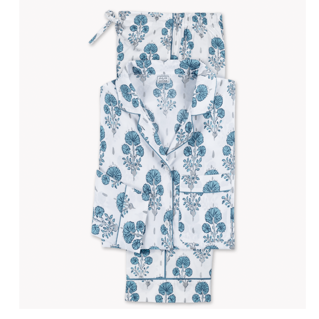 Luca Pajama Set in Joplin Mineral Blue
