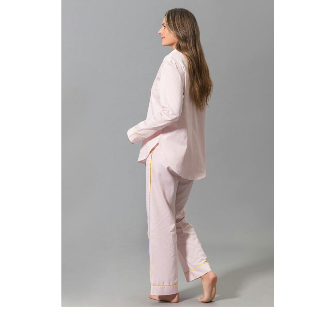Jasper Pajama Set - Peony with Lemon Piping