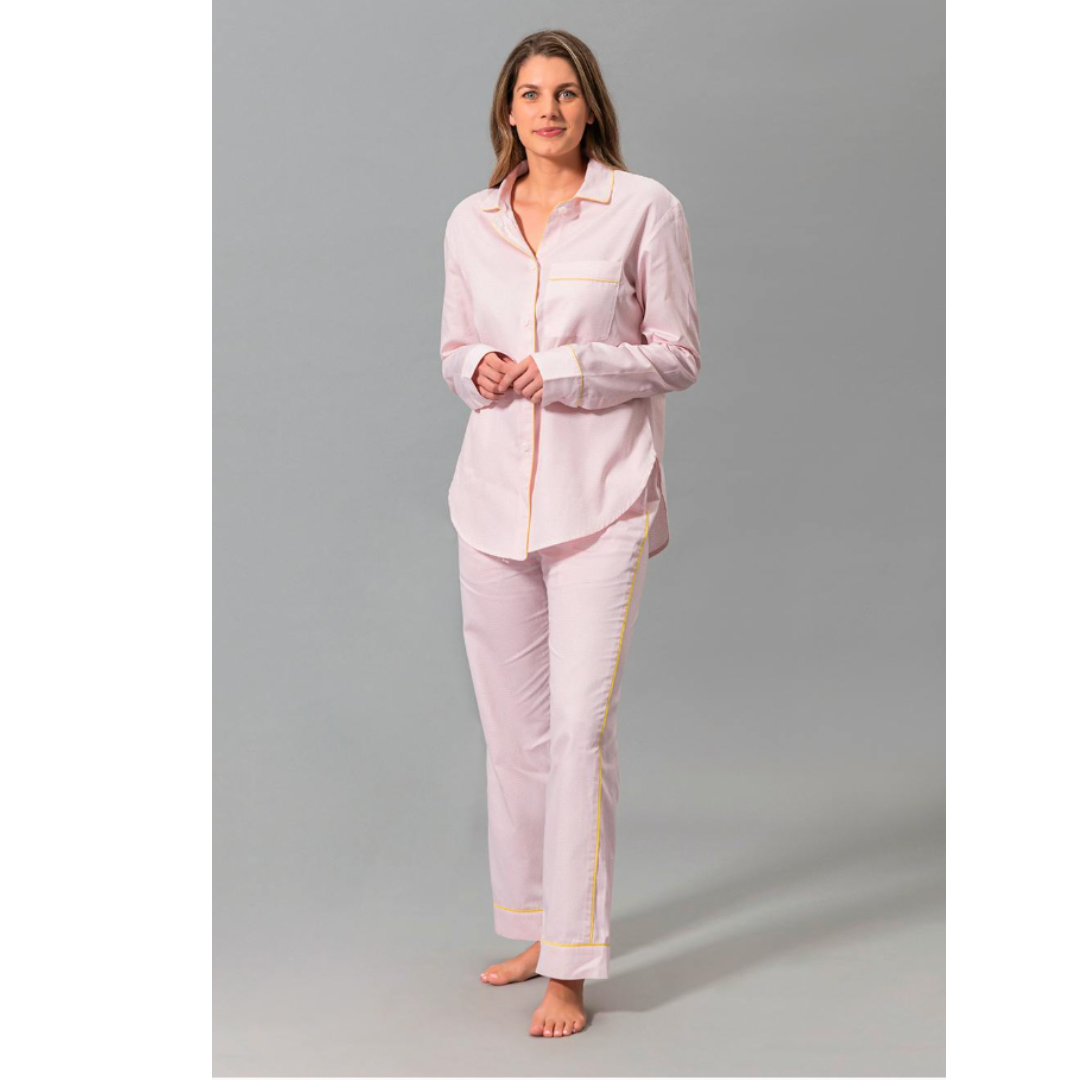 Jasper Pajama Set - Peony with Lemon Piping
