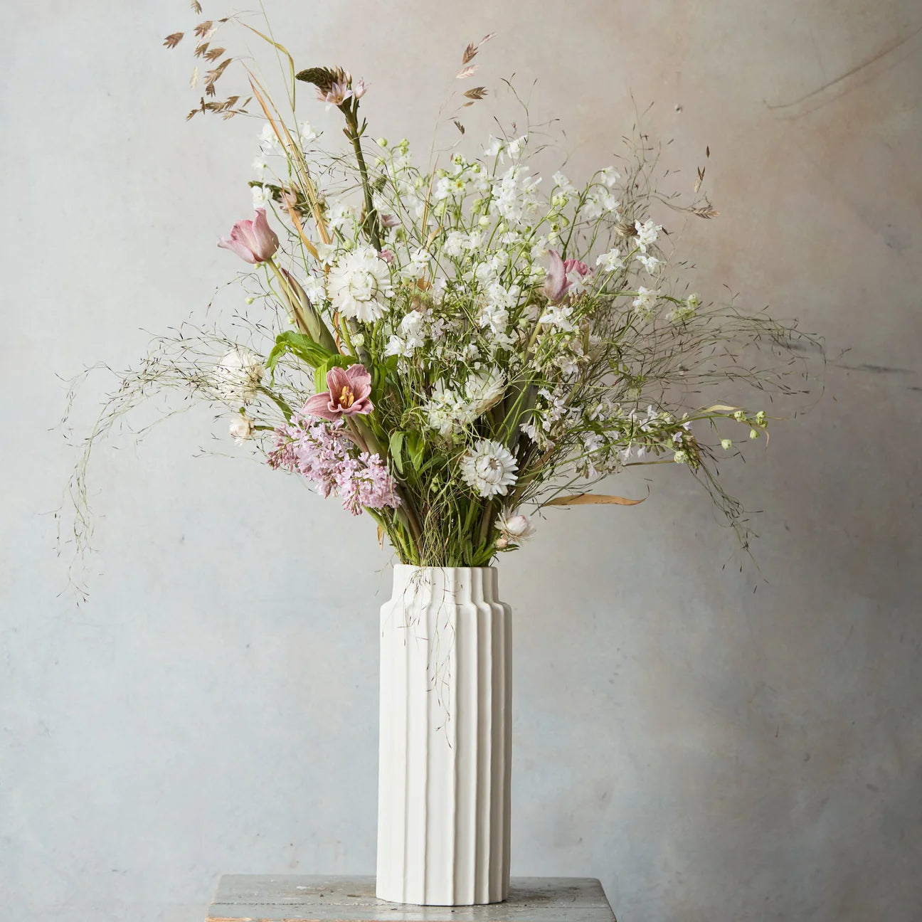 Ceramic Ribbed Cylinder Vases