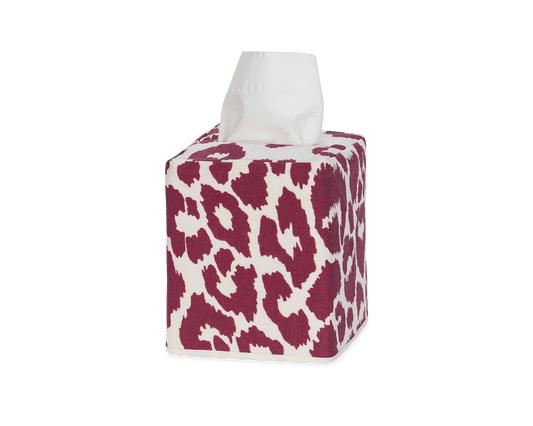 Iconic Leopard Tissue Box Cover Crimson