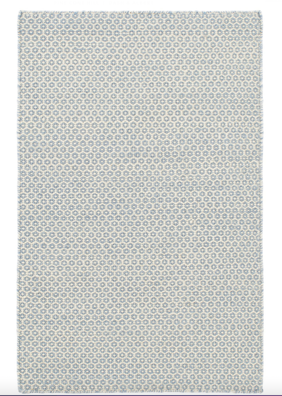 Hand Woven French Blue and Ivory Wool Rug