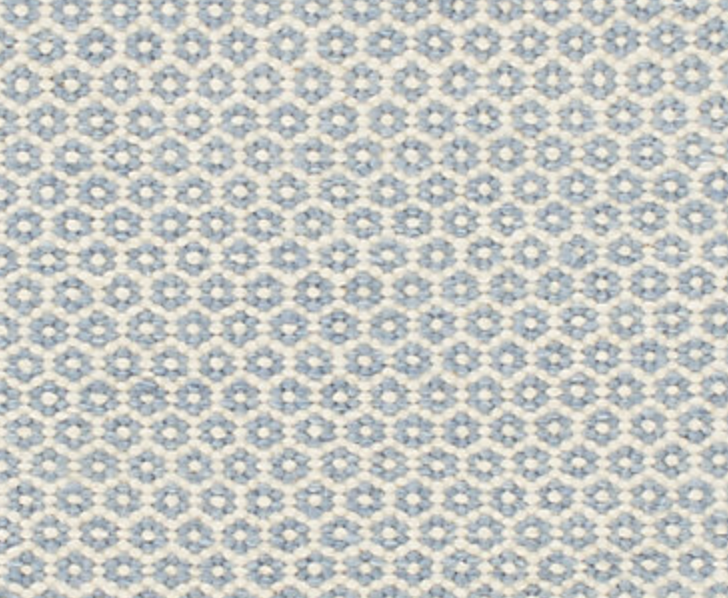 Hand Woven French Blue and Ivory Wool Rug