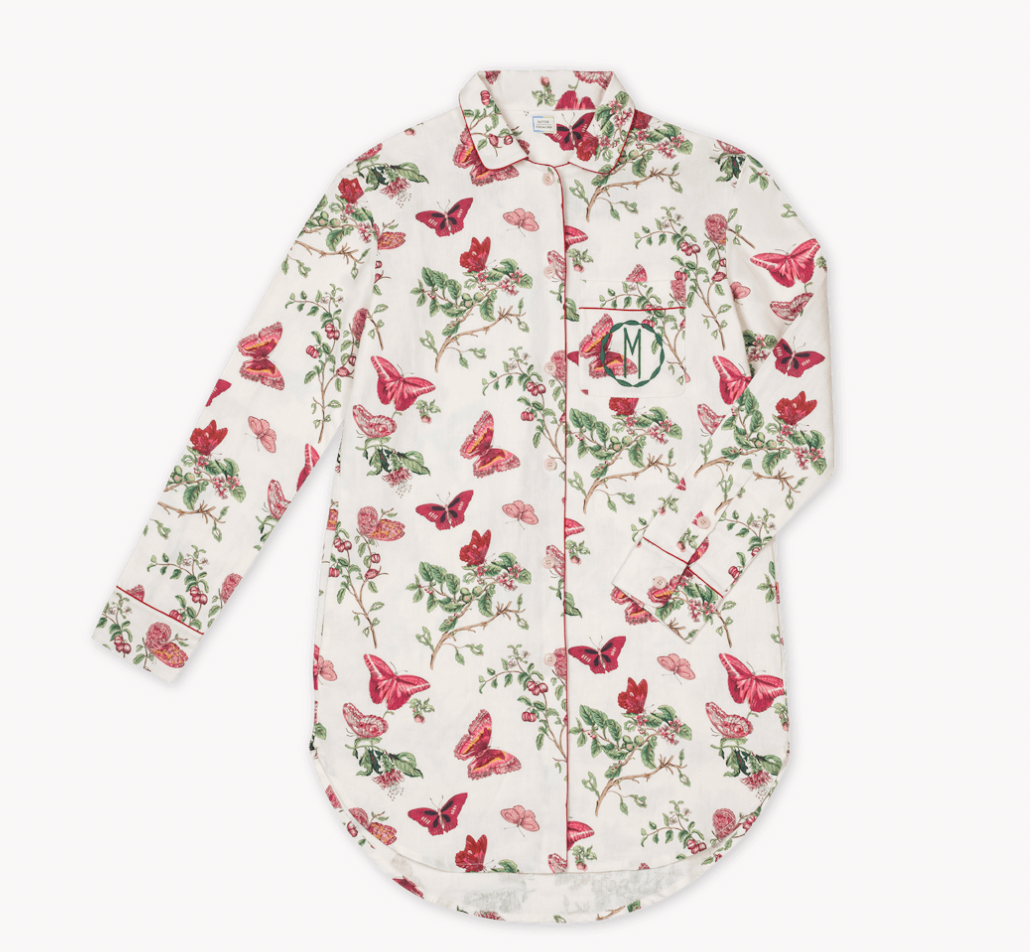 Baudin Butterfly Linen Sleep Shirt