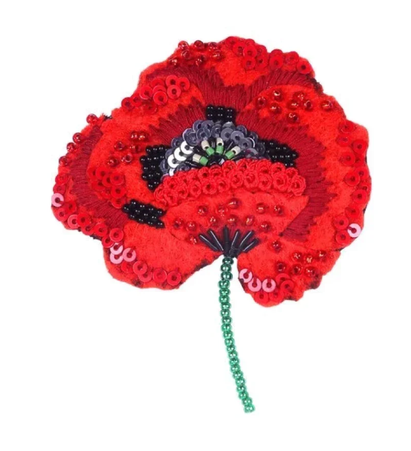 Red Poppy Brooch Pin