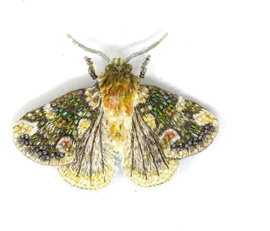Peach Blossom Moth Brooch Pin