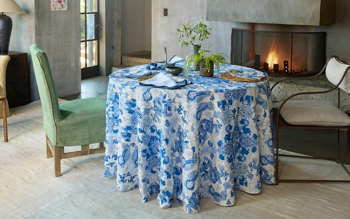 Magic Mountain Tablecloth Porcelain Blue