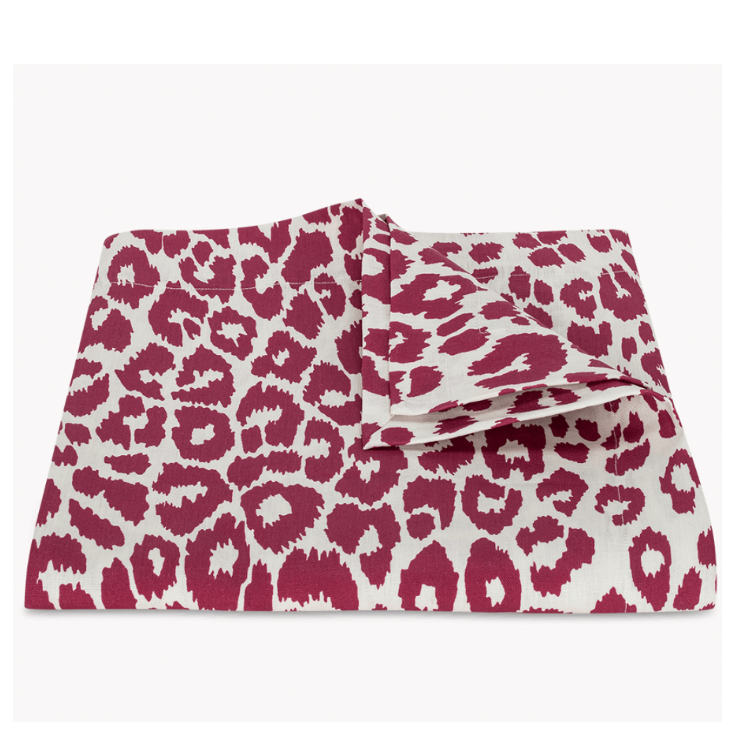 Iconic Leopard Tablecloth Crimson