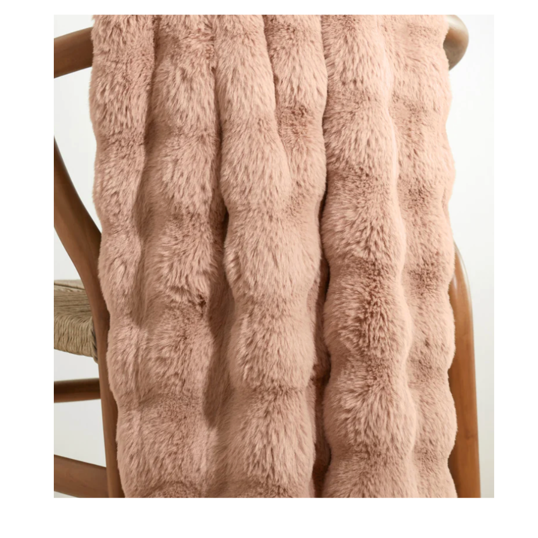 Rose Faux Fur Throw