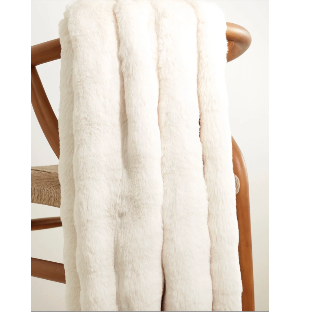Ivory Faux Fur Throw