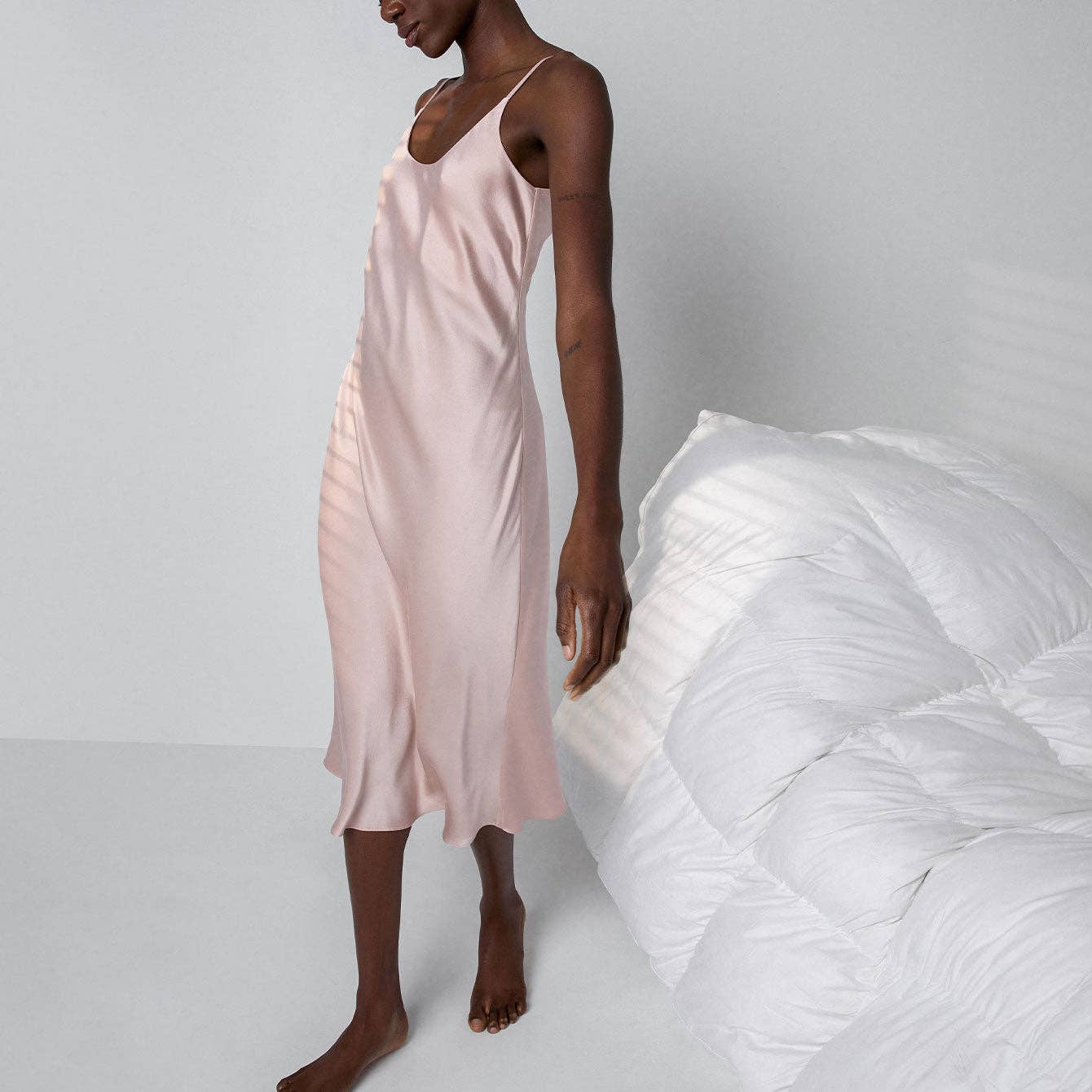 Washable Silk Bias Slip Dress: Delicate Pink / S
