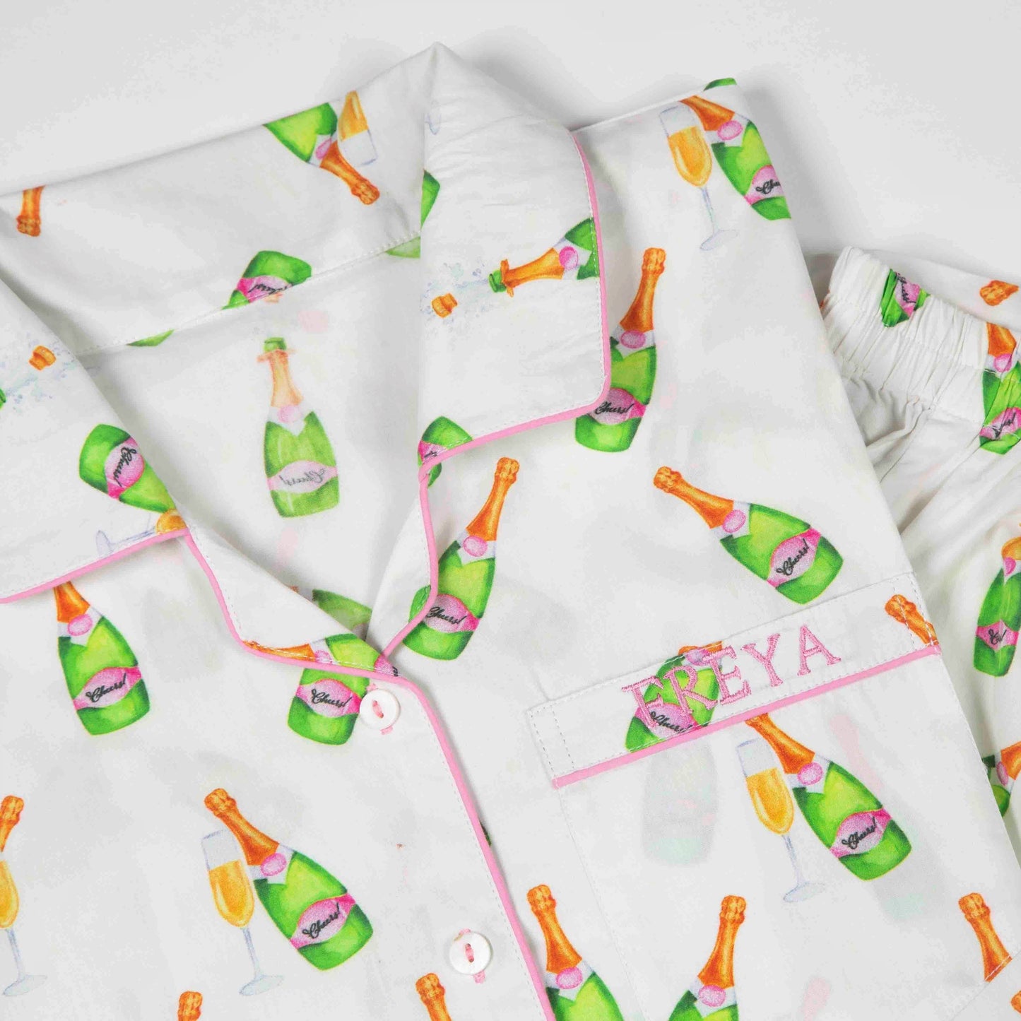 Women Champagne Pajama Set: L