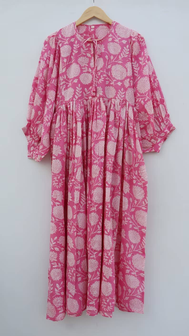 Floral Print Midi Dress Mini Dress Long Deep Neck Women Soft: Mini 87 cm / S
