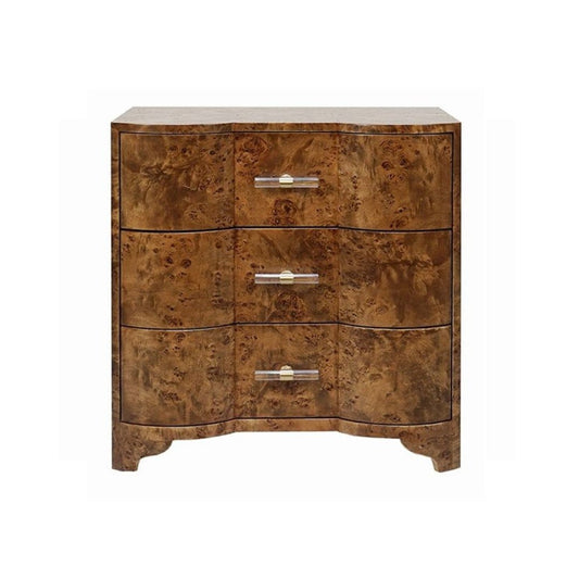 Burl Three Drawer Chest