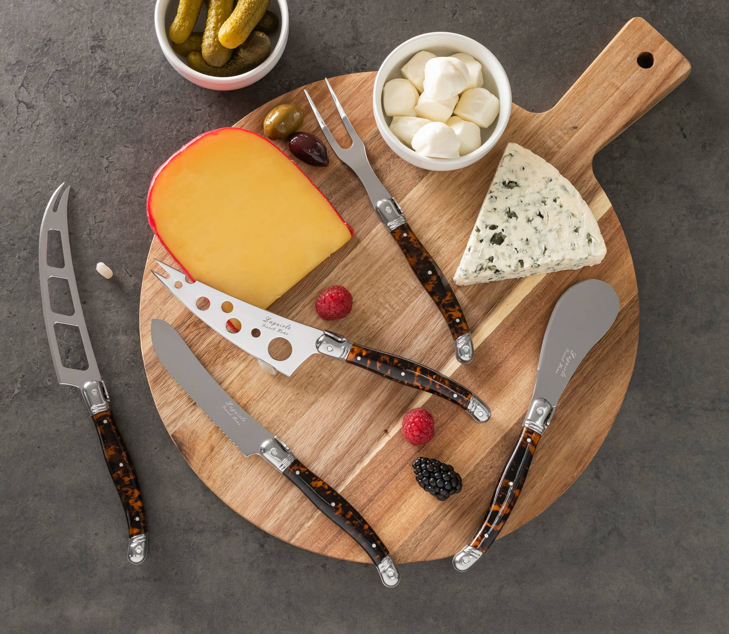 Laguiole 5-Piece Artisan Tortoise Shell Cheese Knife Set