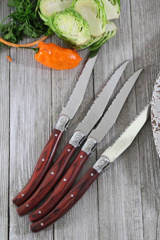 French Home Laguiole Steak Knives, Set of 4, Pakkawood