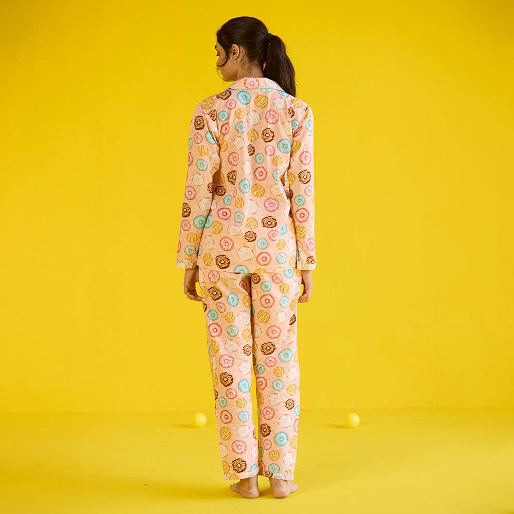 Women Doughnut Peach Pima Pajama Set: XS
