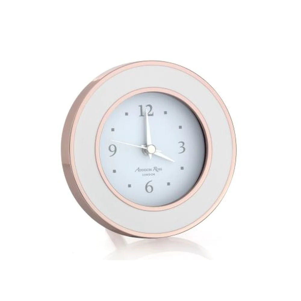 Addison Ross Rose Gold White Enamel Clock