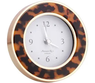 TORTOISESHELL & GOLD SILENT ALARM CLOCK