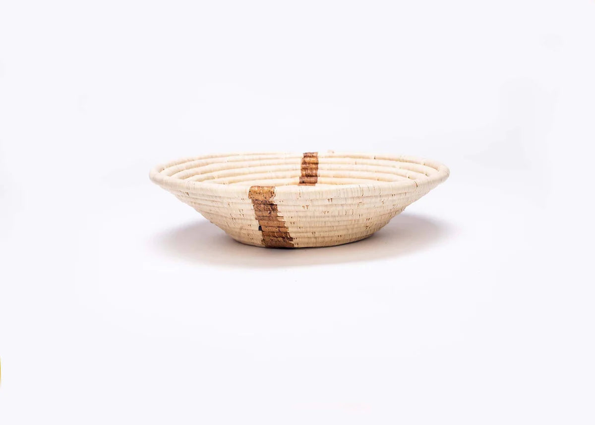 Large Banana Bark Striped Round Basket KAZI