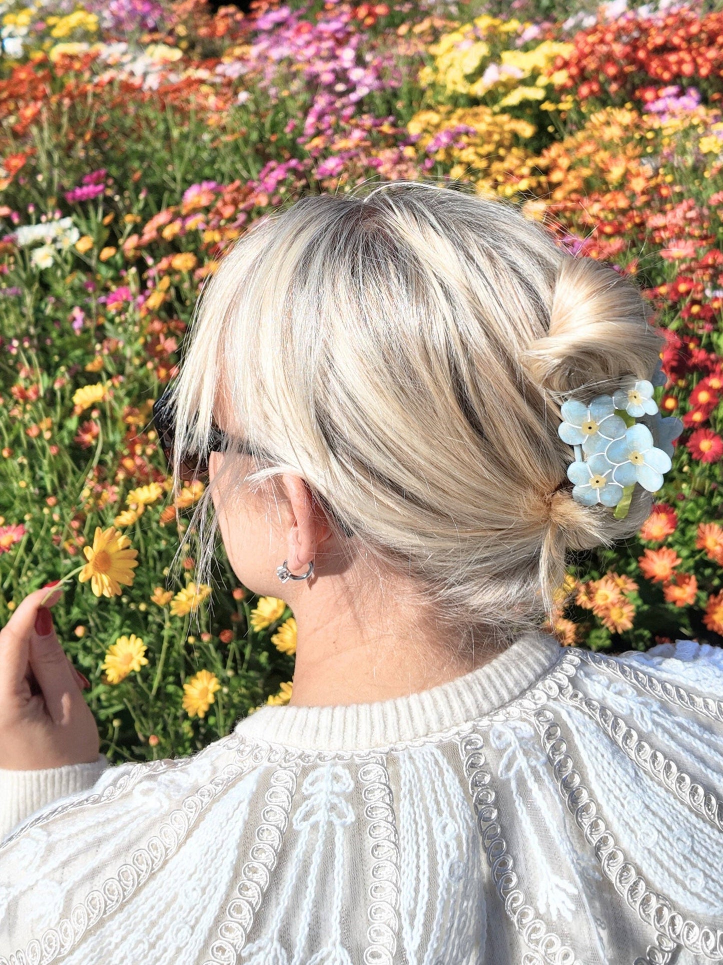Hand-painted Forget-Me-Not Claw Hair Clip | Eco-Friendly