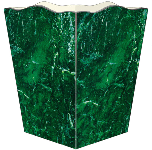 Malachite Wastepaper Basket: Scalloped Top