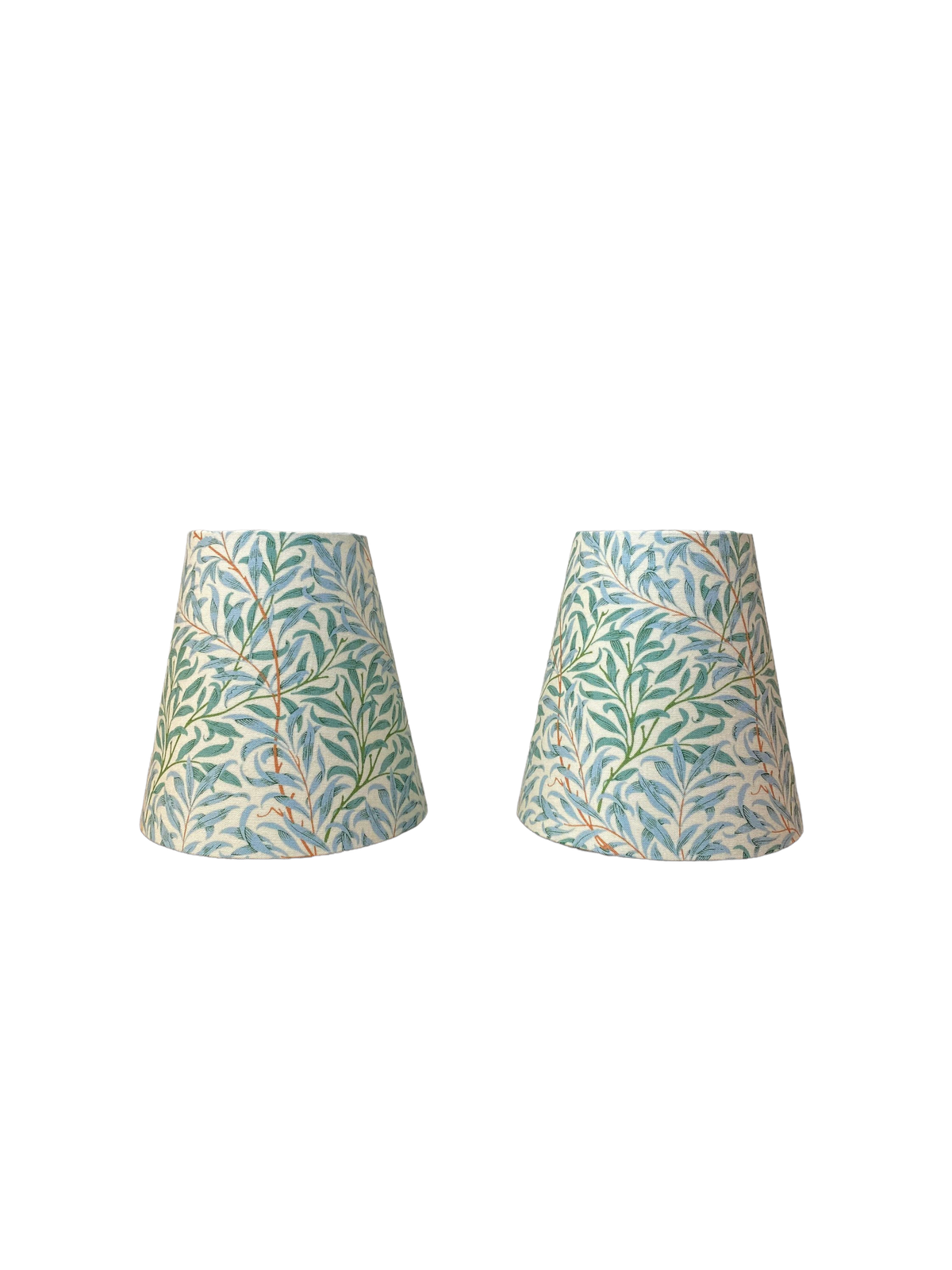 William Morris Mini Willow Bough Cream Fabric Sconce Chandelier Candelabra Lampshade (sold individually): 3x5x5 round clip / White lining