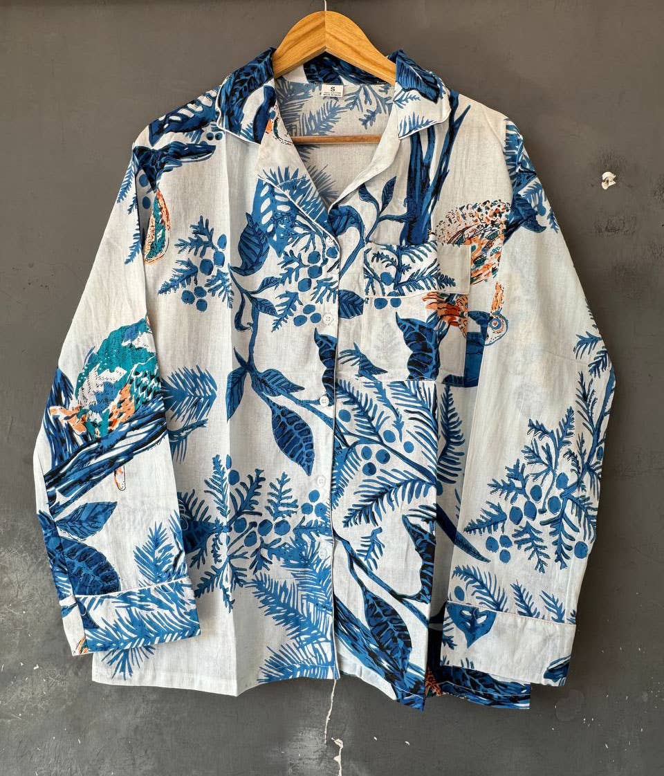 Cotton Pajama Set Beautiful Hand Block Printed Summer PJ Set: S