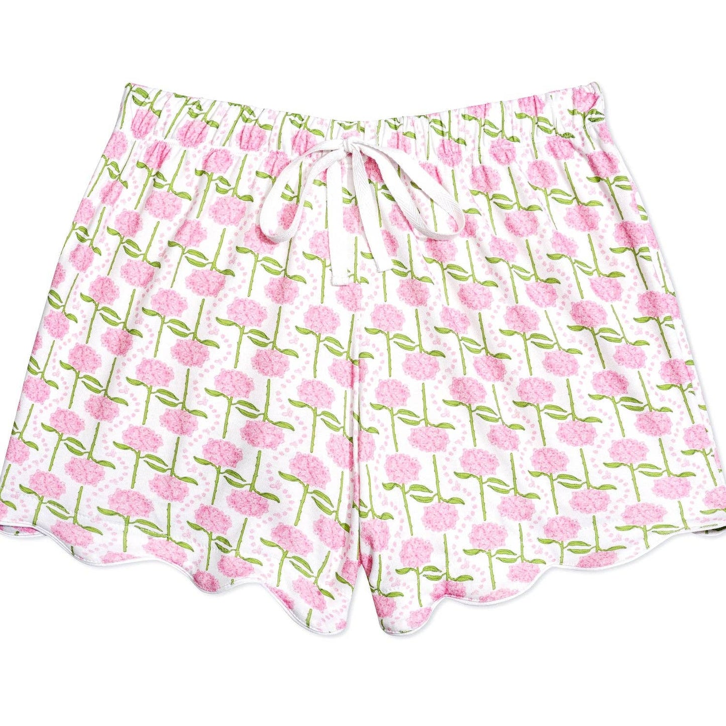 Pink Hydrangeas Women’s Button Polo Short Pajama Set: Coastal Bloom - Pink / S