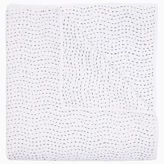 John Robshaw Organic Hand Stitched Light Indigo Quilt