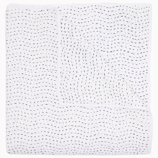 John Robshaw Organic Hand Stitched Light Indigo Quilt