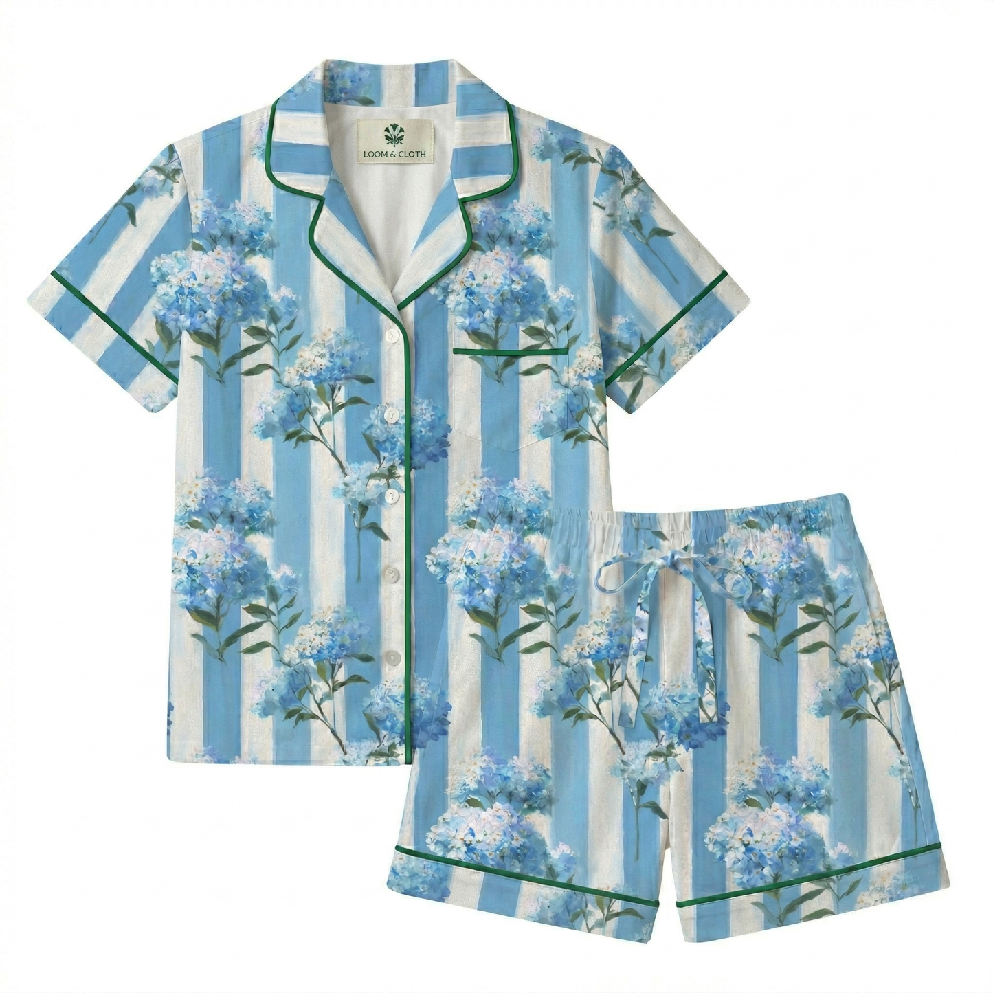 Hydrangea Stripe Short Sleeved Pajama Set | PJs  : M
